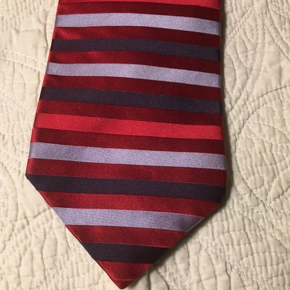 TOMMY HILFIGER Red Striped 58" Silk Necktie - Picture 5 of 10